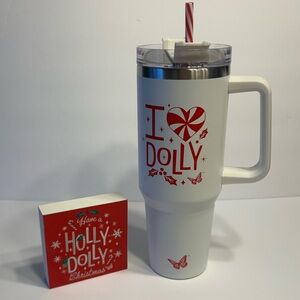NEW Dolly Parton Christmas collection tumbler & wreath wood block